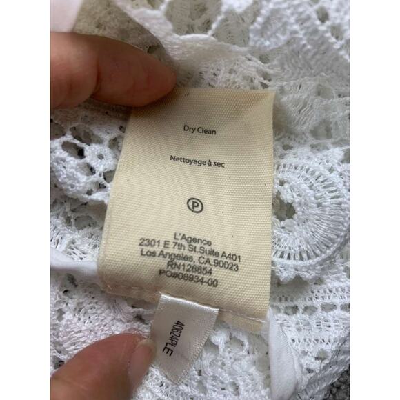 L’Agence Lace Shirt Blouse Women M White Odelia Button Down Crop Collared - Picture 7 of 10